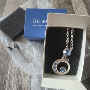 Lia Sophia Big Dipper Celestial Blue Crystal Swirl Silver Tone Pendant Necklace